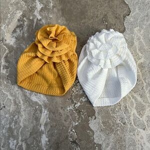 Yellow and White Kids Turban Headbands